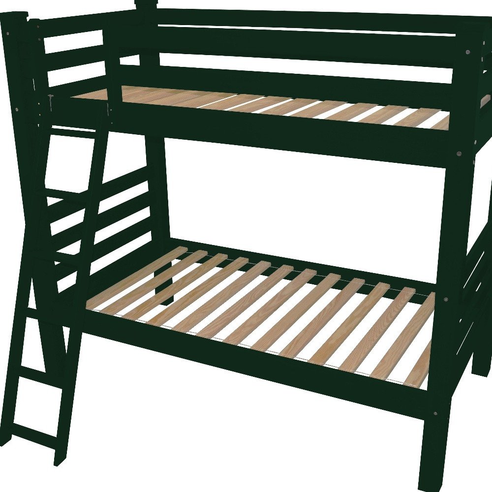 Green Full Traditional Solid Wood Bunk Bed