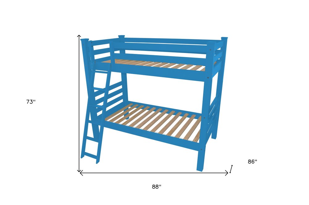 Blue Queen Traditional Solid Wood Bunk Bed