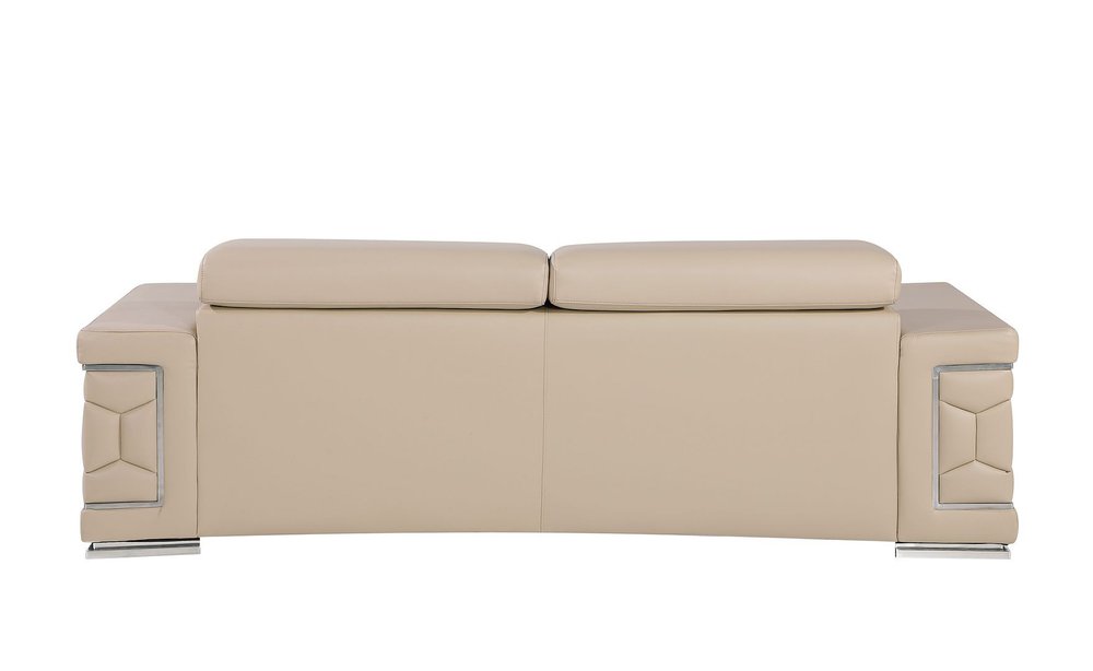 Two Piece Beige Genuine Leather Five Person Seating Set