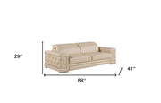 Three Piece Beige Genuine Leather Six Person Seating Set