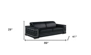 Three Piece Black Genuine Leather Six Person Seating Set