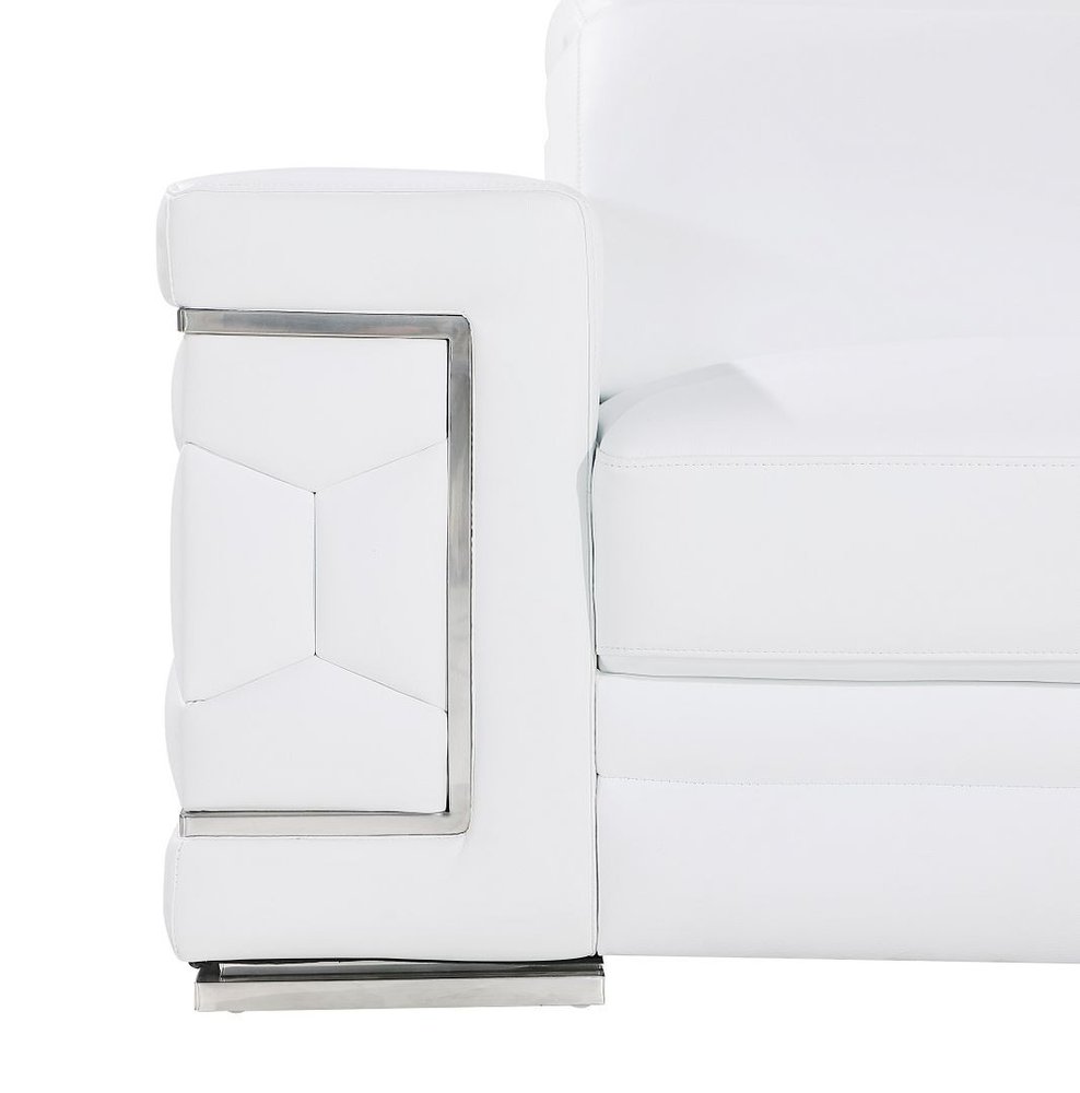 Two Piece White Genuine Leather Five Person Seating Set