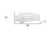 Two Piece White Genuine Leather Five Person Seating Set