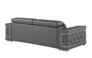 Two Piece Gray Genuine Leather Five Person Seating Set
