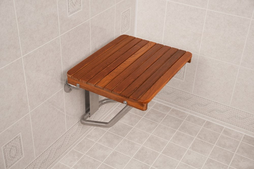 14" X 24" Brown Teak Rectangular Shower Bench