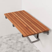 14" X 34" Brown Teak Wall Mount Rectangular Shower Bench