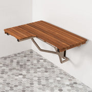 14" X 34" Brown Teak Wall Mount Rectangular Shower Bench