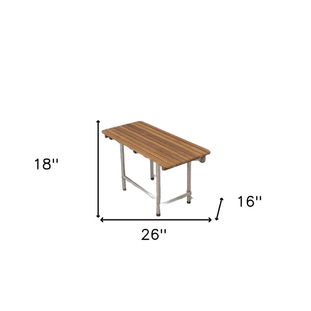18" X 26" Brown Teak Rectangular Shower Bench