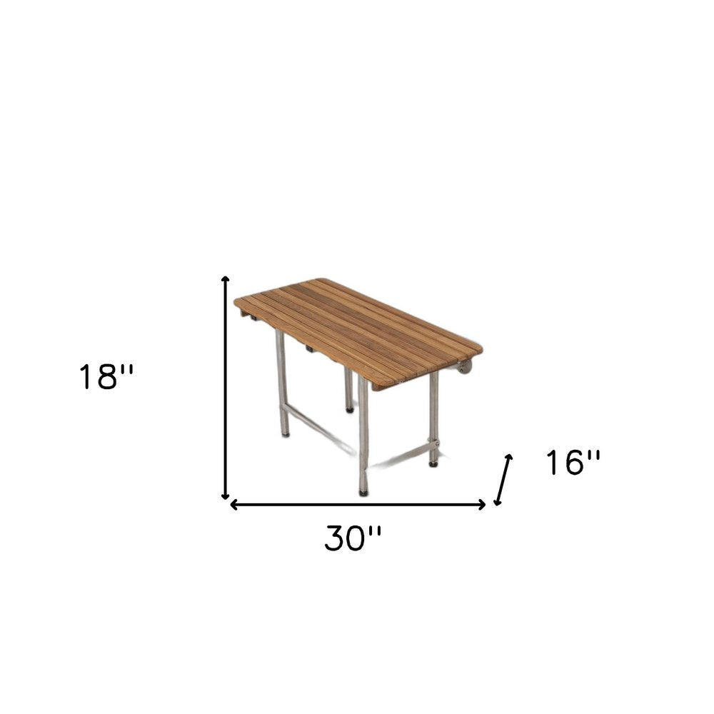 18" X 30" Brown Teak Rectangular Shower Bench