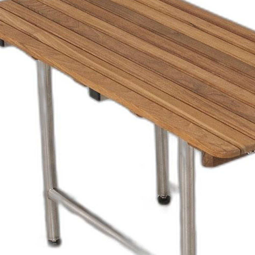 18" X 34" Brown Teak Rectangular Shower Bench