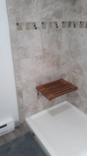 13" X 30" Brown Teak Wall Mount Rectangular Shower Bench