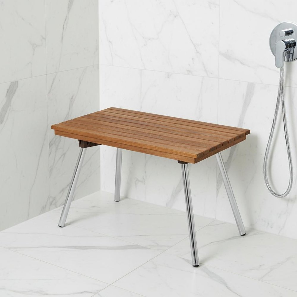 16" X 25" Brown Teak Rectangular Shower Bench