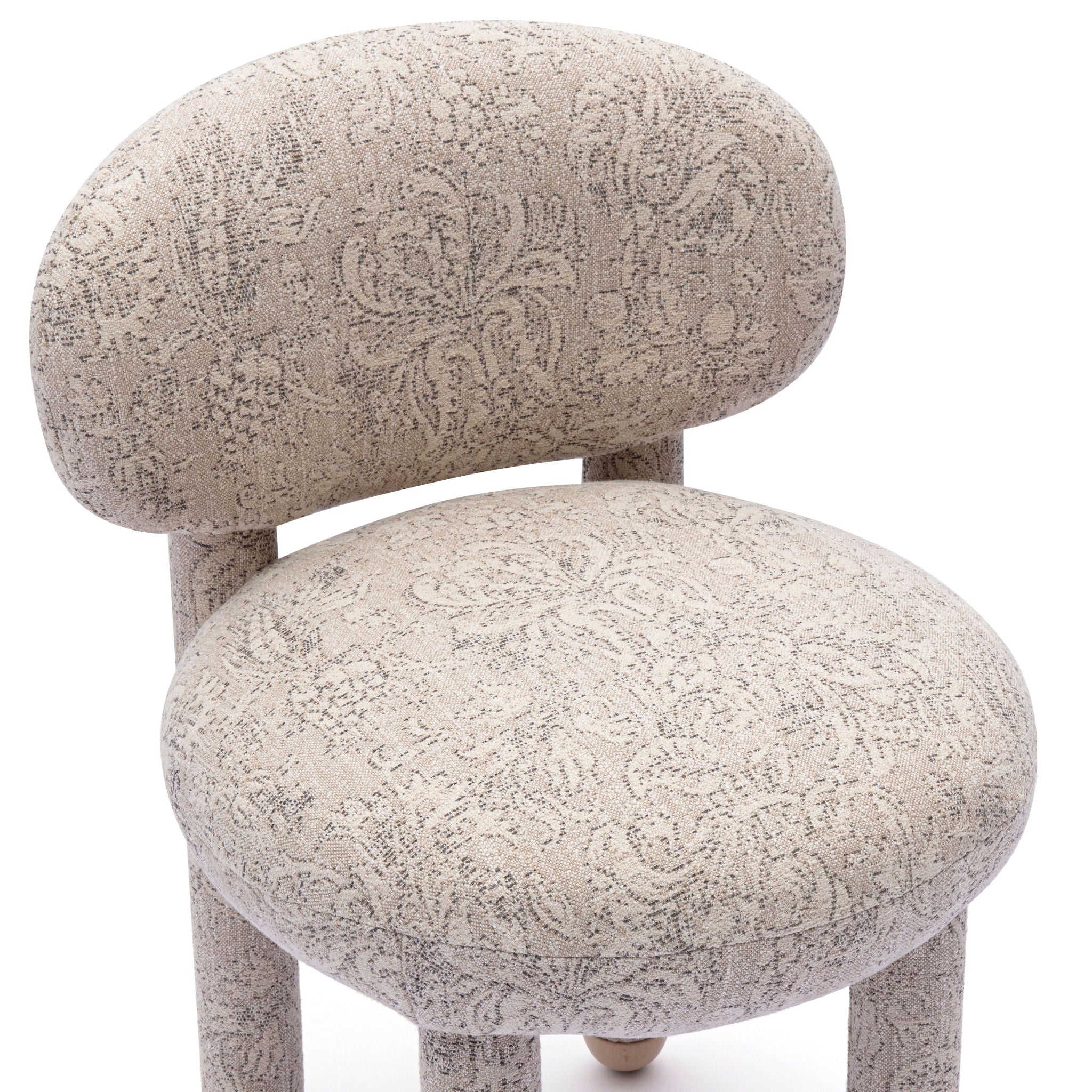 Manu - Floral Jacquard Dining Chair - Neutral