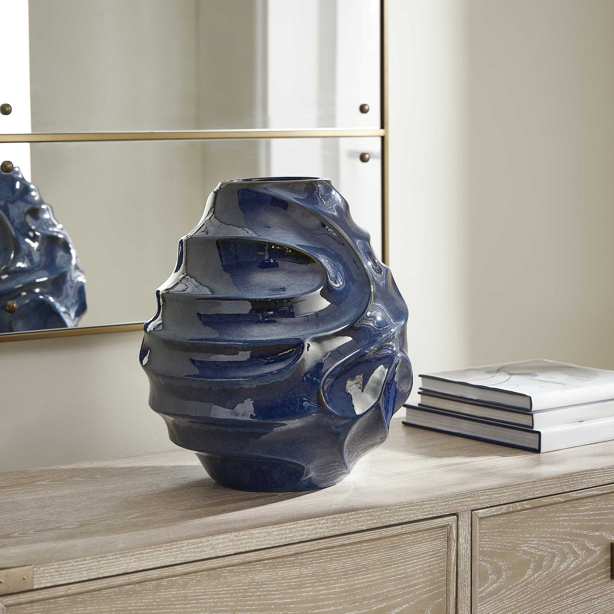 Helix Swirl - Outdoor Vase - Blue