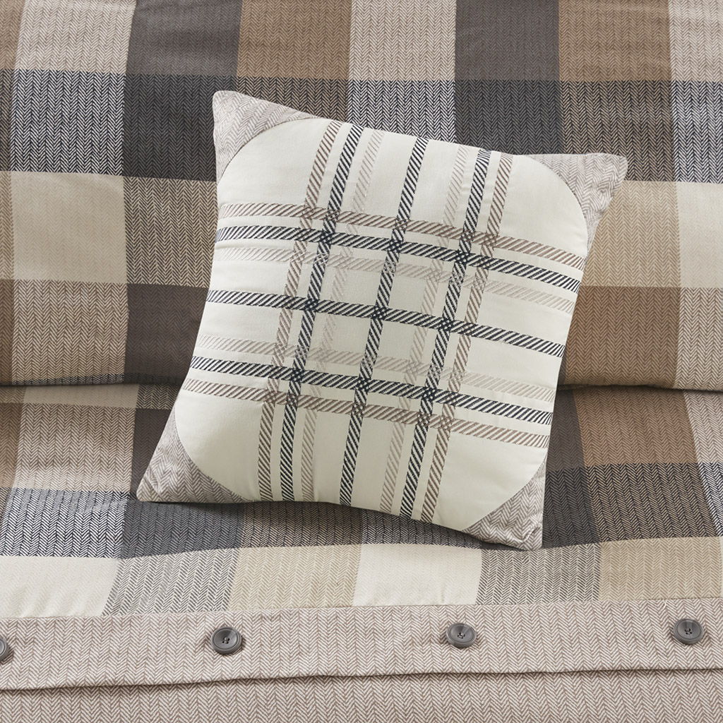 Ridge - 6 Piece Herringbone Duvet Cover Set - Neutral