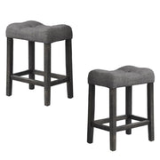Transitional Style Counter Height Dining Stool With Footrest (Set of 2)