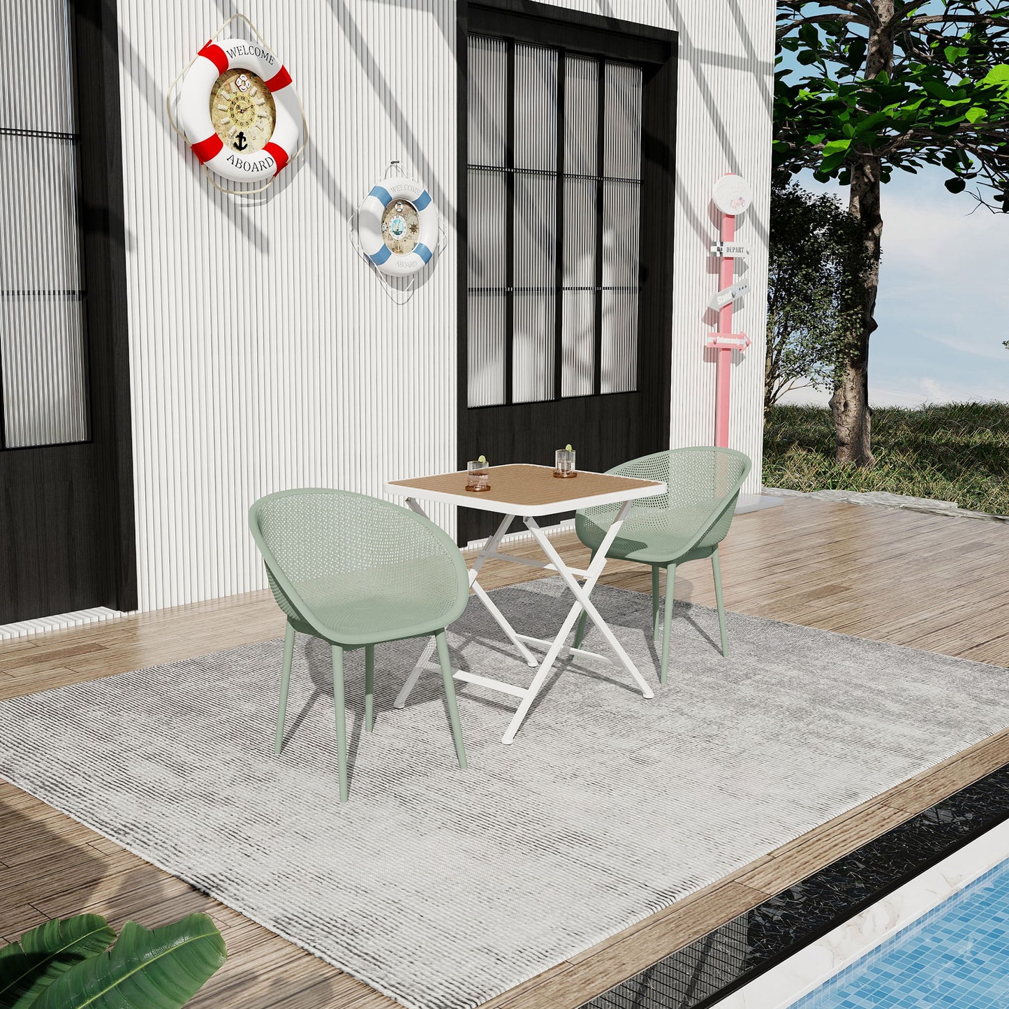 2 Pack Lounge Chair Set & Folding Square Table