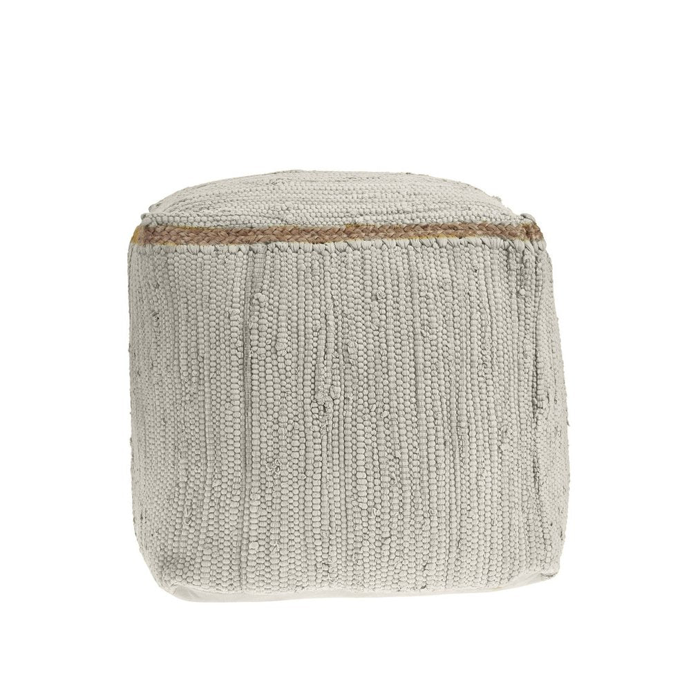18" Indigo Cotton And Jute Cube Pouf Ottoman