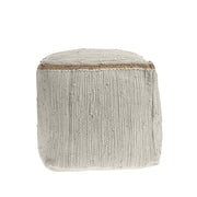 18" Indigo Cotton And Jute Cube Pouf Ottoman