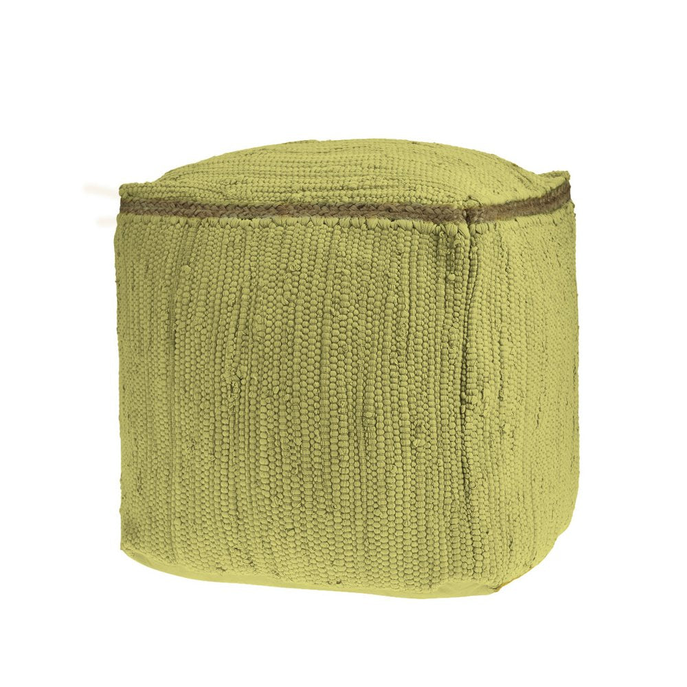 18" Indigo Cotton And Jute Cube Pouf Ottoman