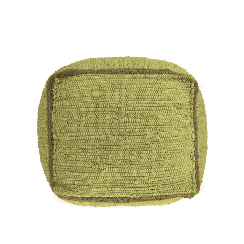 18" Gray and Natural Cotton And Jute Cube Pouf Ottoman