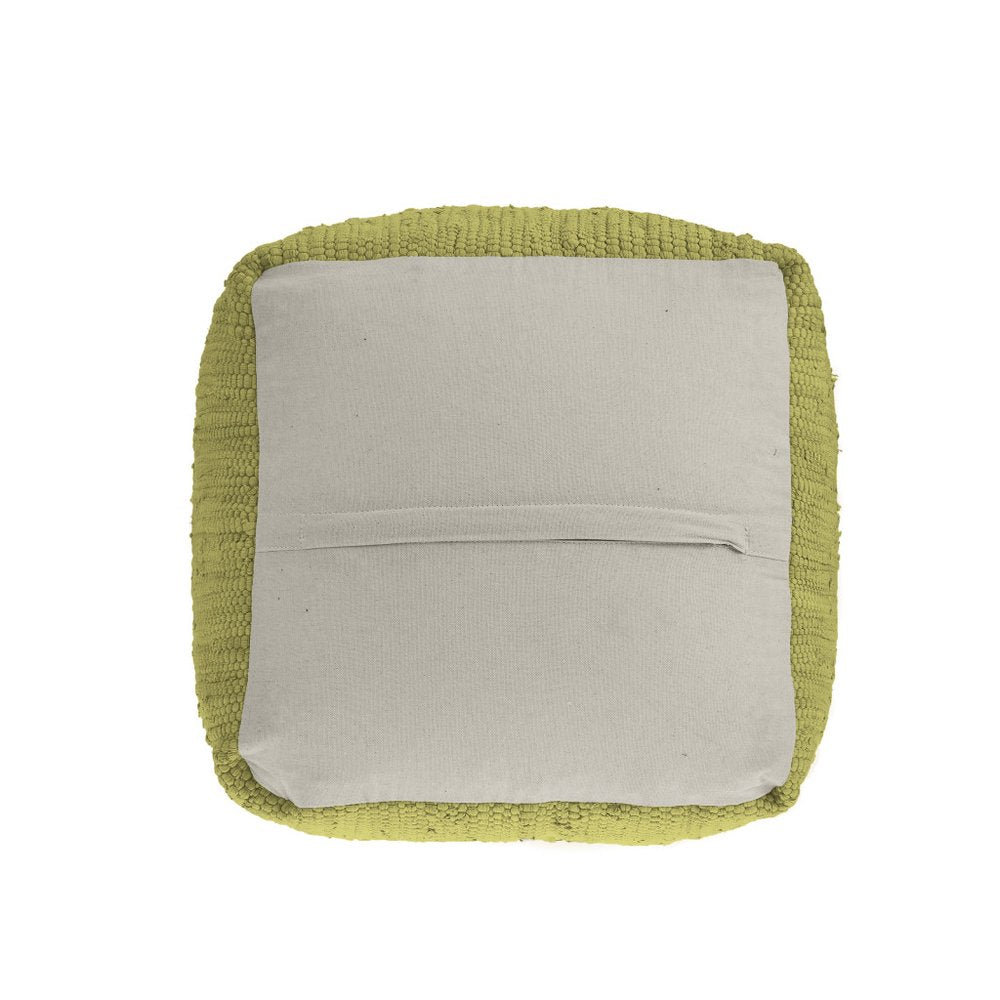 18" Indigo Cotton And Jute Cube Pouf Ottoman