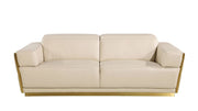 Three Piece Beige Italian Leather Six Person Seating Set