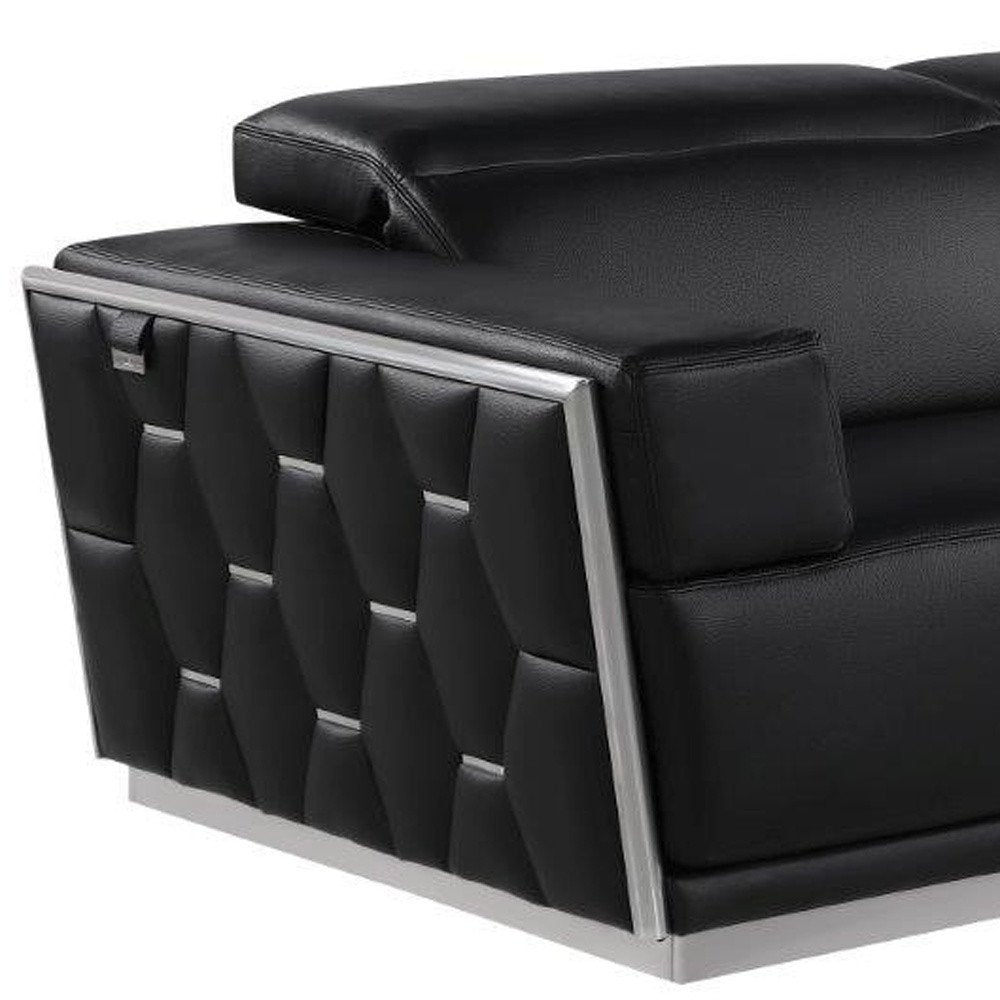 Three Piece Black Italian Leather Six Person Seating Set
