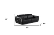 Three Piece Black Italian Leather Six Person Seating Set