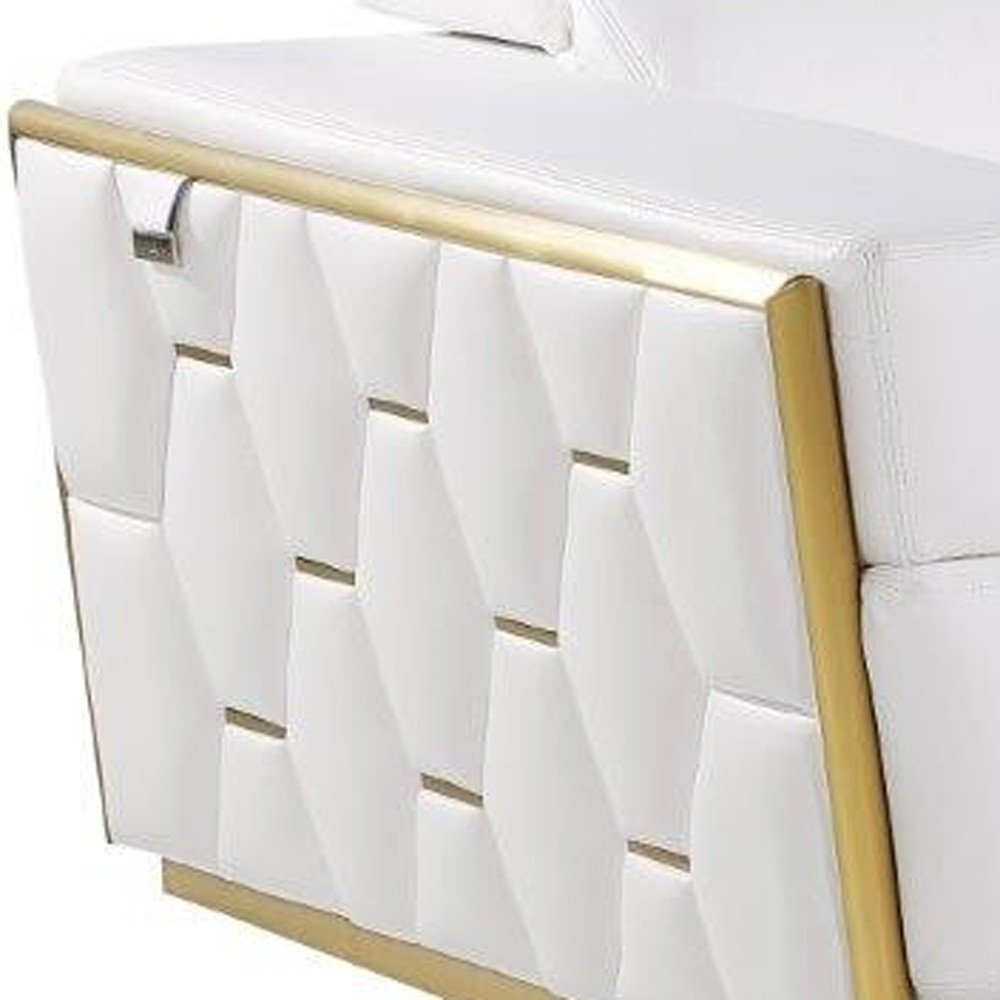 Three Piece White Italian Leather Six Person Seating Set