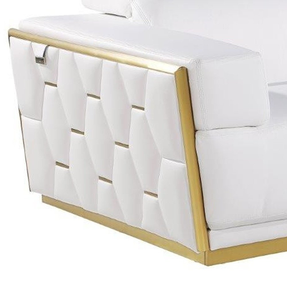 Three Piece White Italian Leather Six Person Seating Set