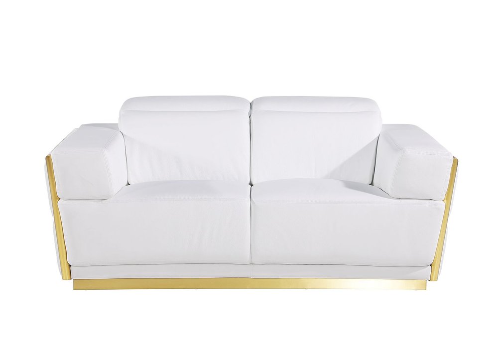 Three Piece White Italian Leather Six Person Seating Set
