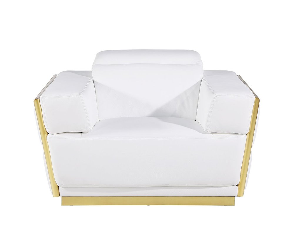 Three Piece White Italian Leather Six Person Seating Set