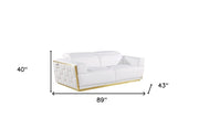 Three Piece White Italian Leather Six Person Seating Set