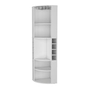 71" White Wood Corner Bar Cabinet