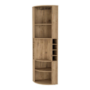 71" Natural Wood Corner Bar Cabinet