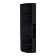 71" Black Wood Corner Bar Cabinet