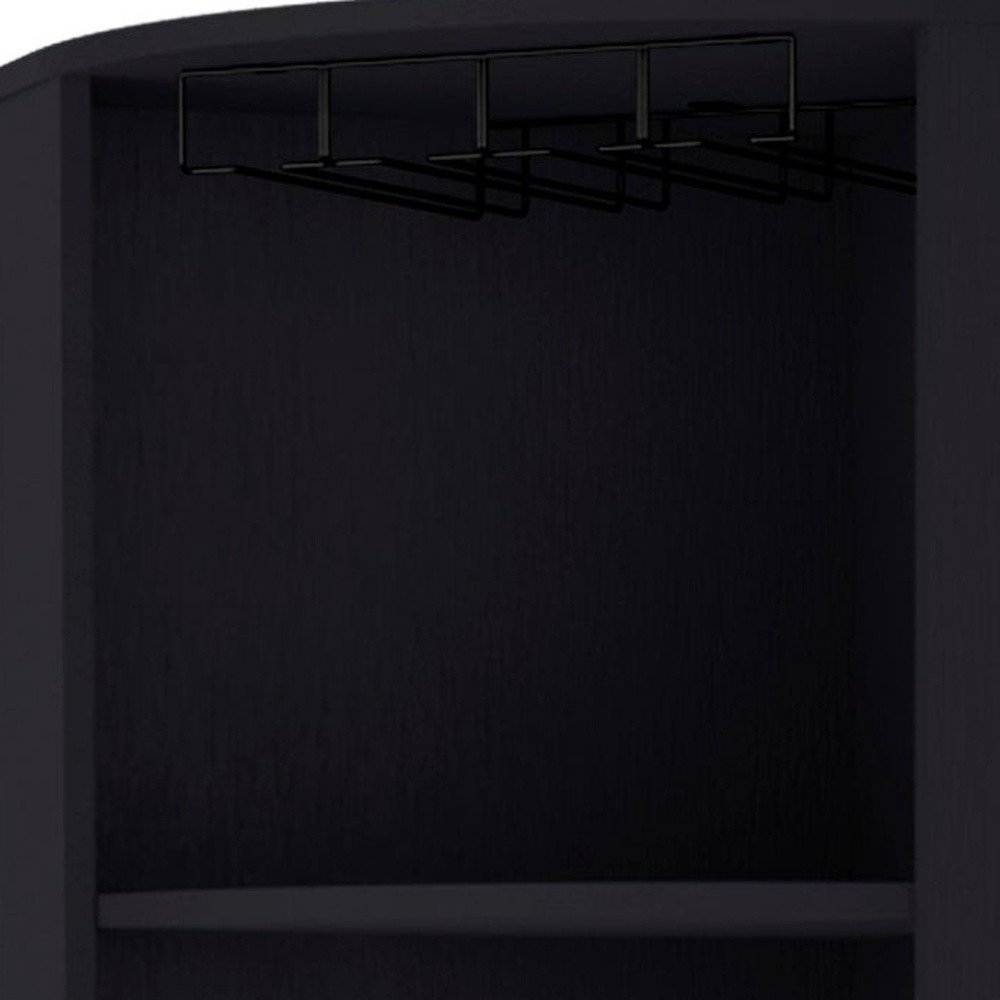 71" Black Wood Corner Bar Cabinet