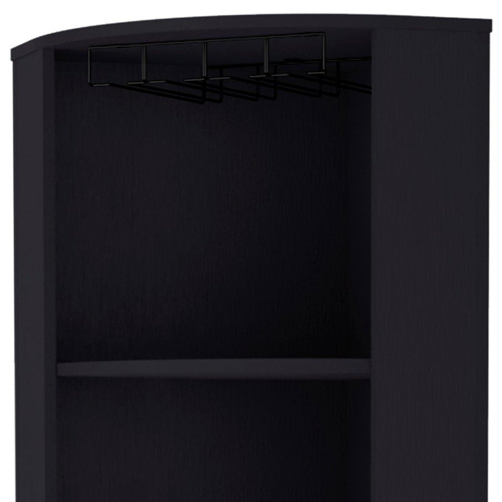 71" Black Wood Corner Bar Cabinet