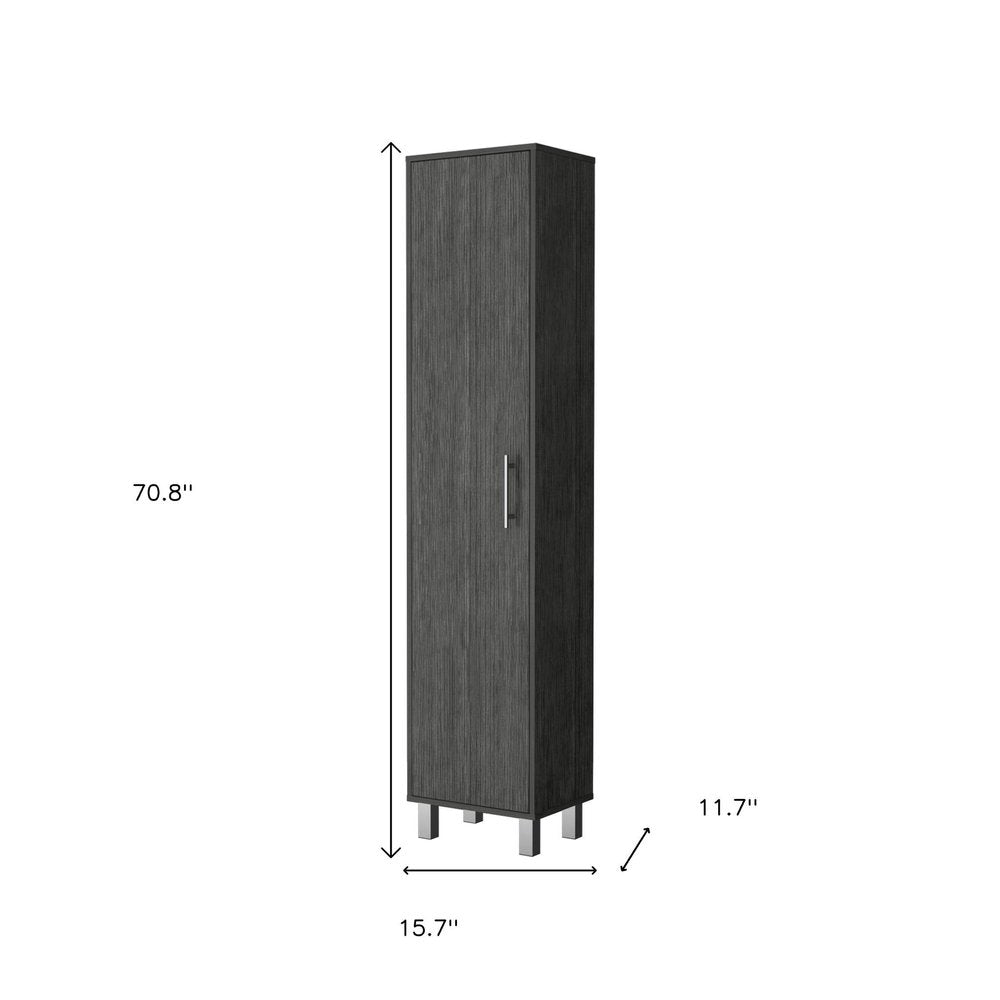 71" Gray Wood Accent Cabinet With Single Door