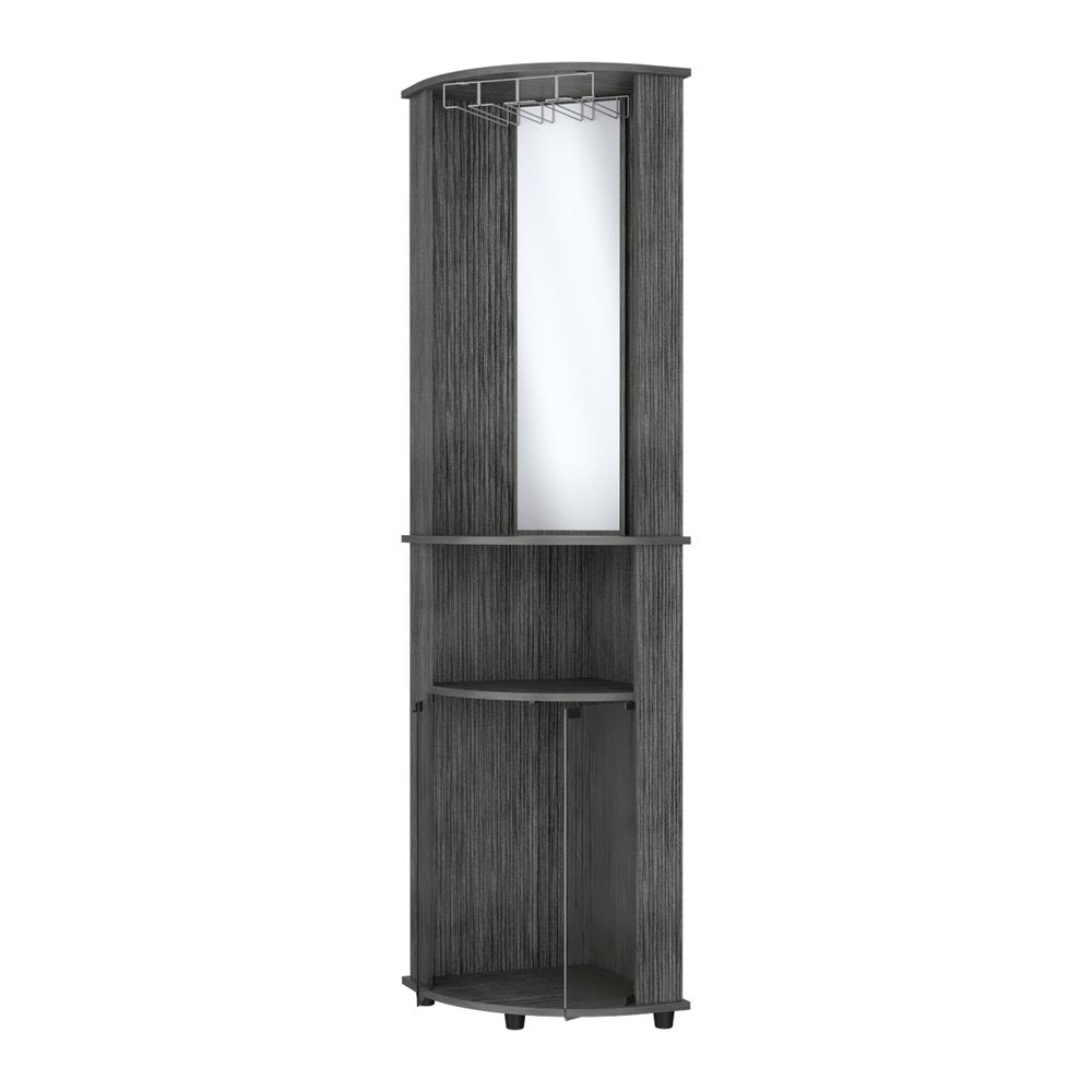 18" Gray Wood Corner Bar Cabinet With Two Doors