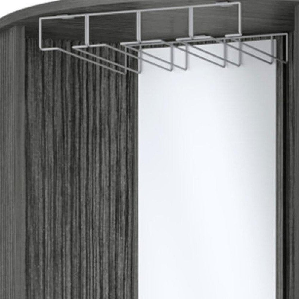 18" Gray Wood Corner Bar Cabinet With Two Doors