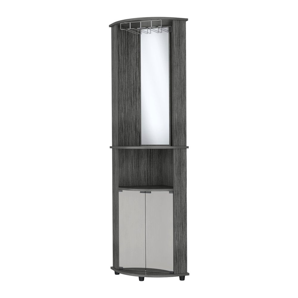 18" Gray Wood Corner Bar Cabinet With Two Doors