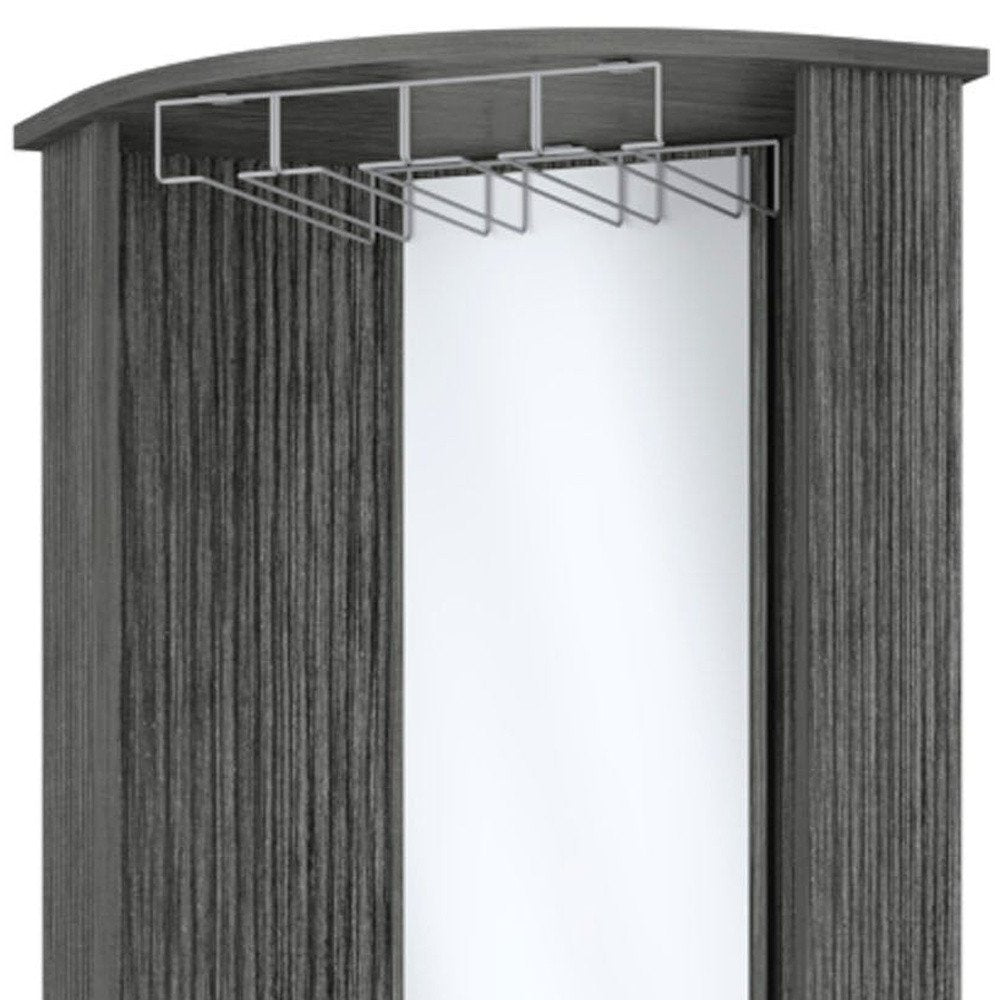 18" Gray Wood Corner Bar Cabinet With Two Doors