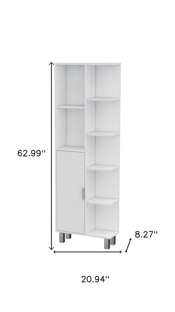 63" White Wood Accent Cabinet With Single Door