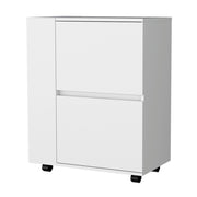 26" White Wood Rolling Bar Cart