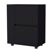 26" Black Wood Rolling Bar Cart