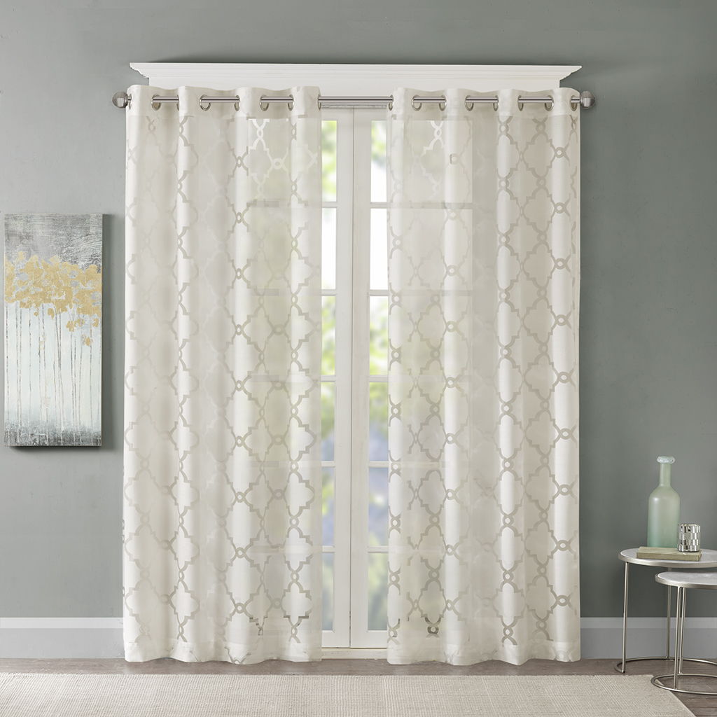 Eden - 63" Fretwork Burnout Sheer Panel - Ivory