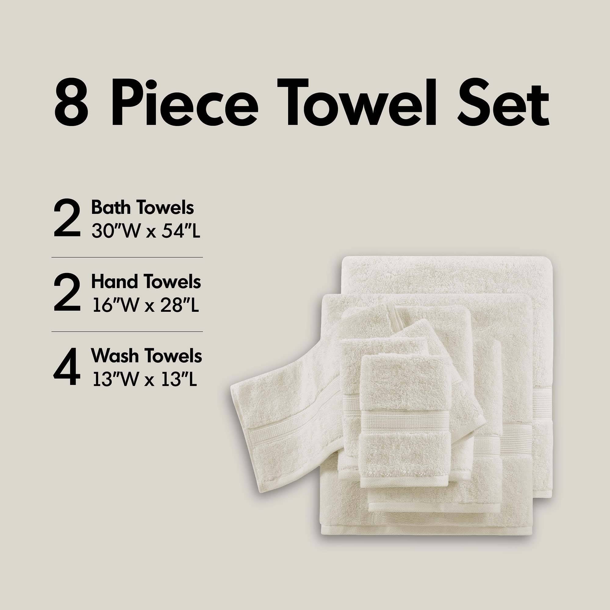 800GSM - 8 Piece Antimicrobial Towel Set - Cream