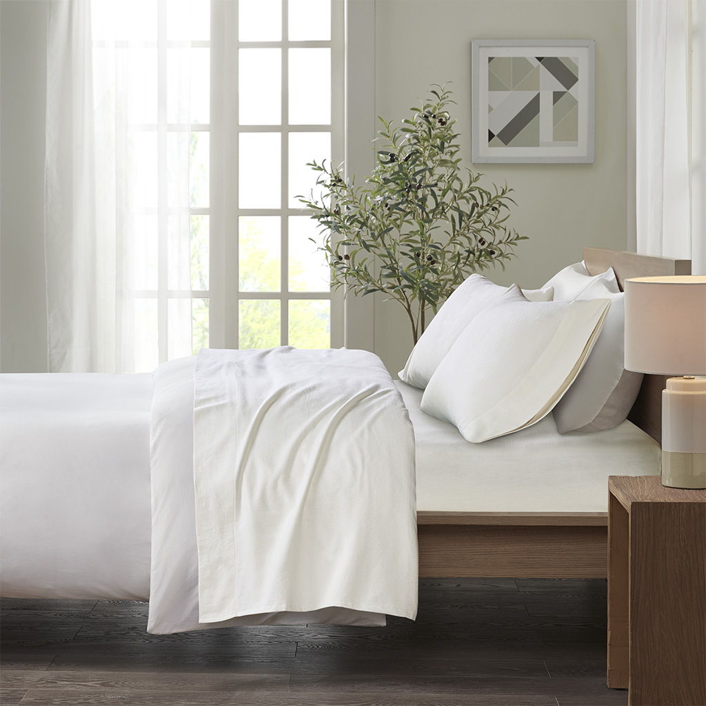 Cozy Flannel - King Sheet Set - Ivory Solid
